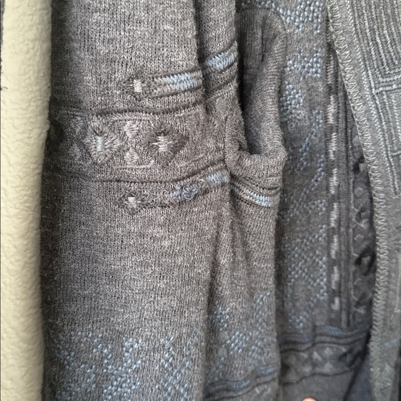 Johnny Was Biya Norns Haag Duster Gray Embroidered Aztec Native Cardigan M - Picture 10 of 16